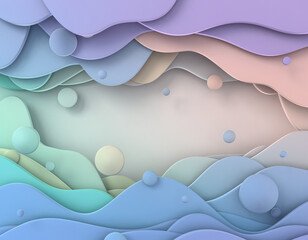 Soft pastel 3D abstract background with smooth layered shapes