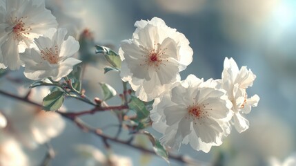 Beautiful white flowers with a soft blur effect against a light background create a calming and serene visual experience in nature's artwork