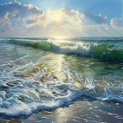 realistic seascape depicting the separation of sea and land