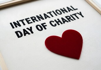 International day of charity concept with heart shape on white background