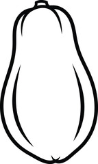 Illustration of a papaya with a sleek design, , perfect for tropical or healthrelated projects for simple coloring book