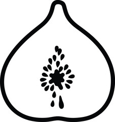 Illustration of a fig fruit, showcasing its unique shape and internal structure for simple coloring book