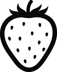 A single strawberry, a delicious and nutritious fruit for a healthy lifestyle for simple coloring book