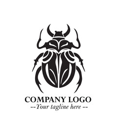 Beetle Logo Symbol in Black on the White Background with Simple Modern Insect Design