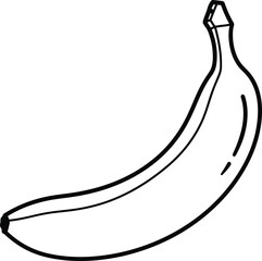 A single banana, showcasing its curved shape and smooth skin in a minimalist style for simple coloring book