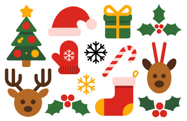 modern christmas icon collection set