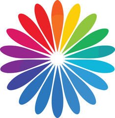 Color Wheel Flower Vector Bright Rainbow Pinwheel Design in Minimalist Style