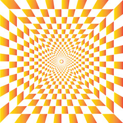 Optical illusion, altered reality, checkered psychedelic retro seamless pattern
