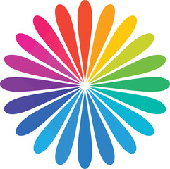Color Wheel Flower Vector Bright Rainbow Pinwheel Design in Minimalist Style