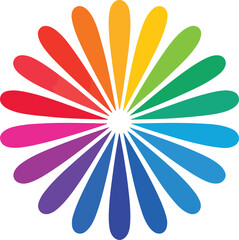 Color Wheel Flower Vector Bright Rainbow Pinwheel Design in Minimalist Style