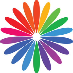 Color Wheel Flower Vector Bright Rainbow Pinwheel Design in Minimalist Style