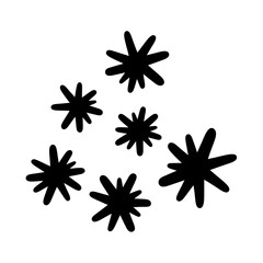 Stylized Black Stars Cluster on White Background Graphic Element Design