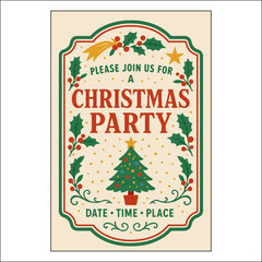 Christmas Invitation Label Design 