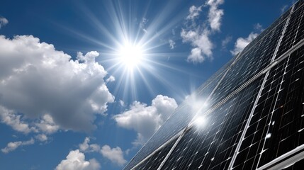 Solar panels soak in sunlight to generate energy on a clear day, showcasing a commitment to renewable energy technologies