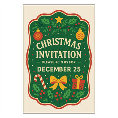 Christmas Invitation Label Design 