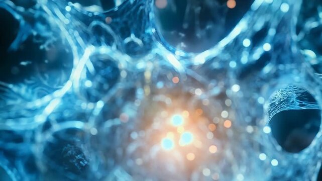 Brain neuron cell transmitting electric impulse in network