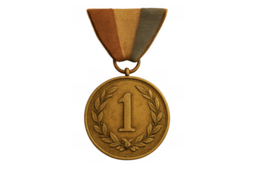 First place award medal for winning a competition, celebrating victory, success, honor, and achievement