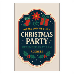 Christmas Invitation Label Design 