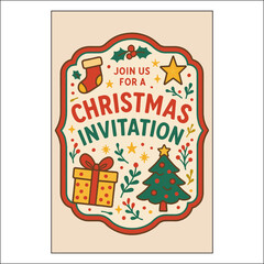 Christmas Invitation Label Design 