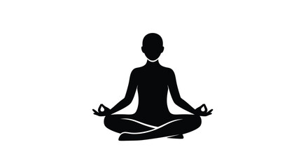 Silhouette of a person meditating in a lotus pose with hands in mudra.