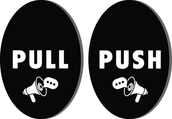 Push and pull sticker vector design for door, Pull and push sign vector file, Pull and Push sticker multicolor, push pull icons for shop door sticker.