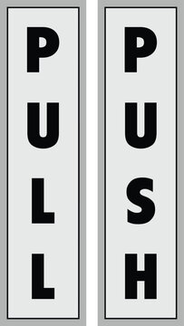 Push and pull sticker vector design for door, Pull and push sign vector file, Pull and Push sticker multicolor, push pull icons for shop door sticker.