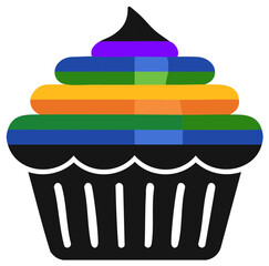 Obraz premium Delicious and Colorful Cupcake Illustration with layered rainbow frosting for celebrations