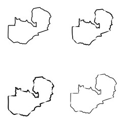 Zambia contour map, vector sketch