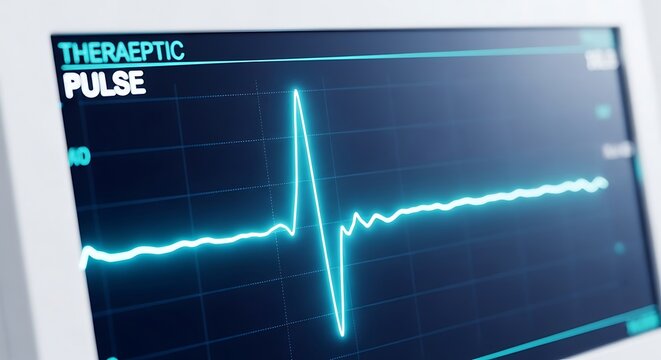 Medical Heartbeat Monitor Display Showing Heart Rhythm and Cardiac Data on Digital Screen
