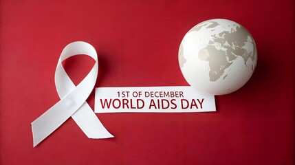 World aids day awareness with ribbon and globe
