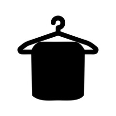 Black icon of a towel hanging neatly on a clothes hanger Vector, illustration