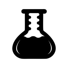 Chemical laboratory flask icon with liquid solution inside Vector, illustration