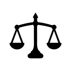 Classic balance scale icon representing justice and law Vector, illustration