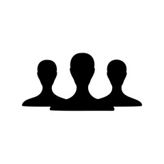 Three person silhouettes representing group and teamwork Vector, illustration