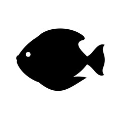 Black silhouette of a tropical fish with a white eye Vector, illustration