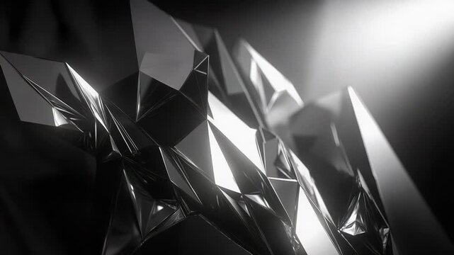 Abstract black metallic polygonal surface reflecting light