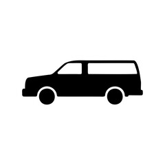 Black silhouette of a passenger van transportation icon Vector, illustration