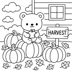 autumn harvest playful kids coloring page