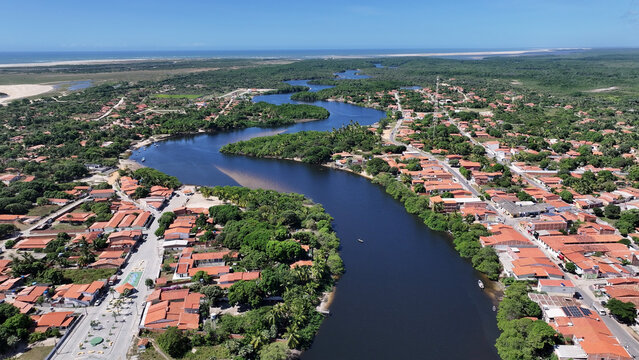 Paulino Neves Skyline At Paulino Neves In Maranhao Brazil. Downtown Cityscape. Fome River Scene. Paulino Neves Skyline At Maranhao. Northeastern Landscape. Urban Scenery. Countryside City.