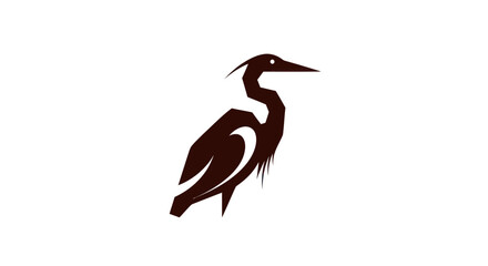 Stylized heron silhouette on white background for design or logo use