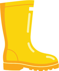 A single yellow rubber boot stands against a white background.