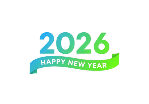 Happy new year 2026 text with gradient colors