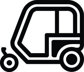 Three-Wheeled Tuk Tuk Icon – Urban Transport Vector Design