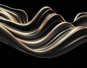 Luxury golden metallic wave background with glossy 3D texture