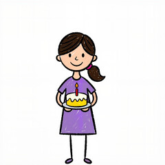 Happy girl holding birthday cake with candle in hand  