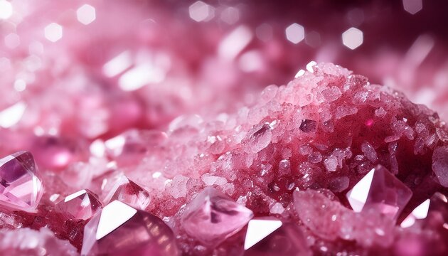 closeup of sparkling pink crystals and glitter creating a dreamy texture - Powered by Adobe