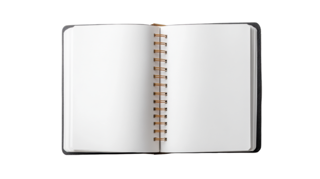 Open Spiral Notebook on a Transparent Background