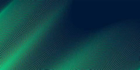 Fototapeta premium Abstract Dark Blue Background with Green Flowing Line Waves. Modern trendy design in Vector Illustration