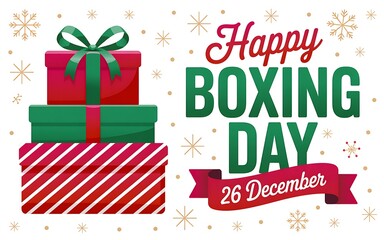 Happy boxing day greeting with gift boxes