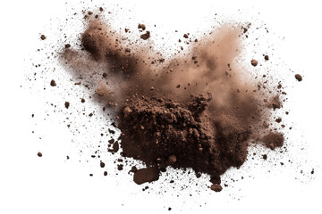 Soil explosion effects with flying debris showcasing dramatic movement and energy in a dynamic scene